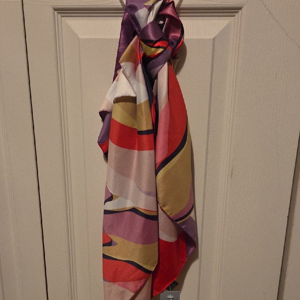Multicolor Abstract Silk Scarf